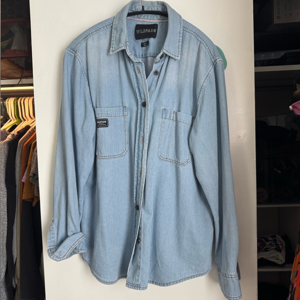 Wildfang denim button down chambray utility shirt xs